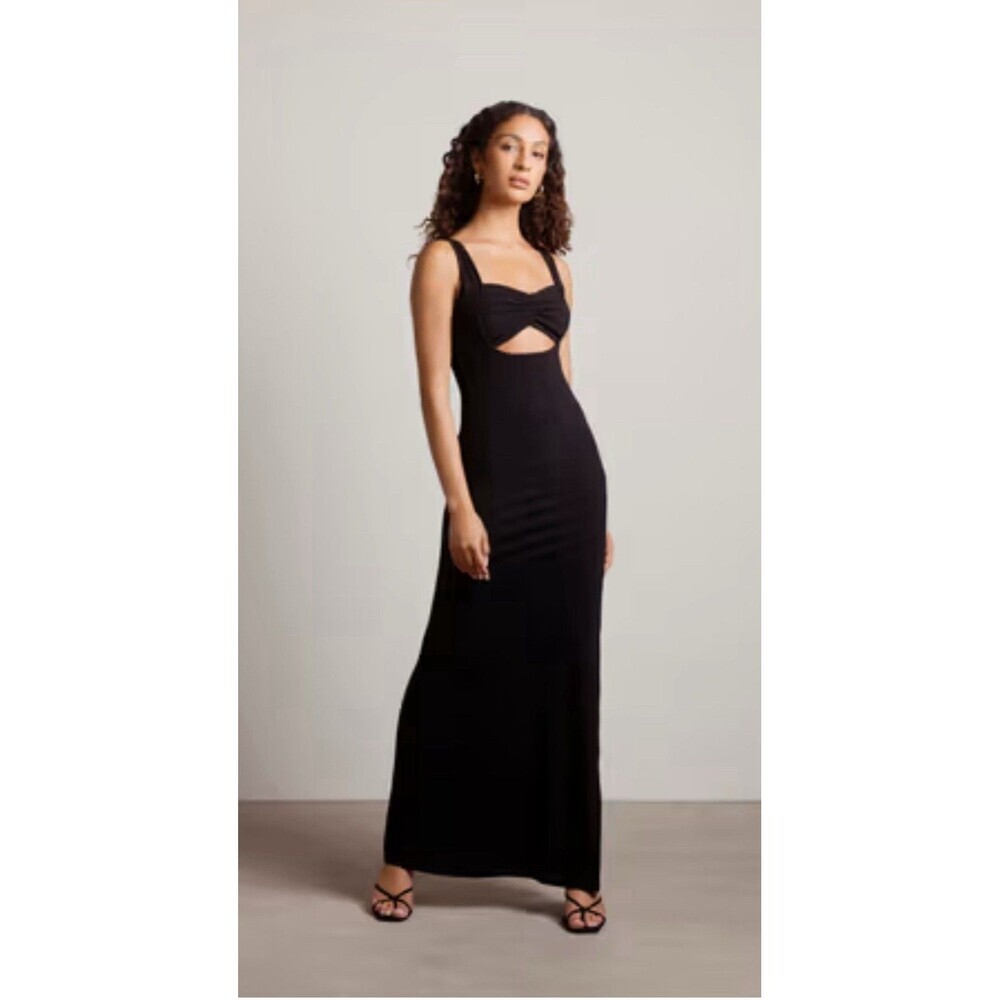 TOBI NO PROBLEM RIBBED CUTOUT MAXI DRESS - BLACK- Size Small